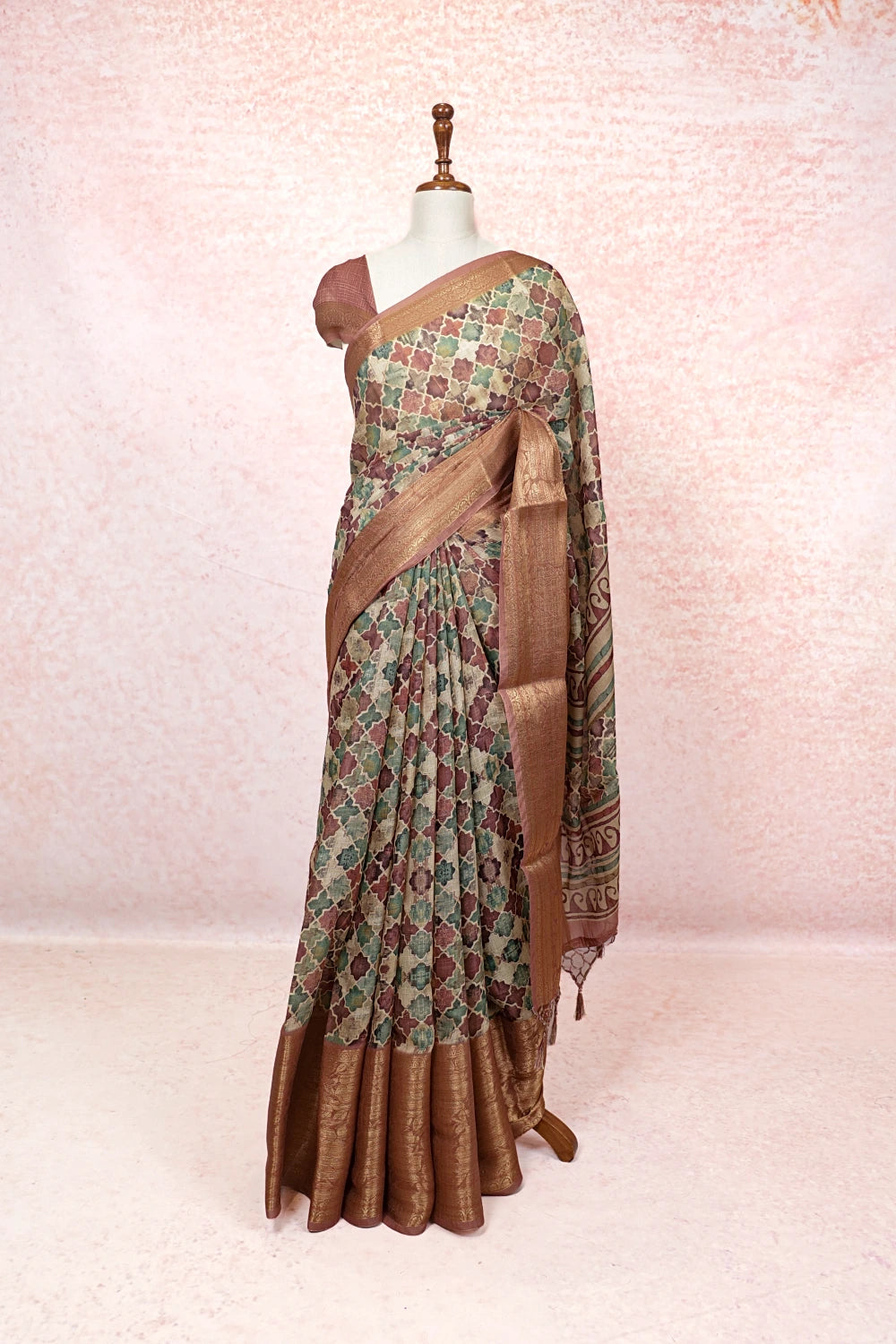 Multi Color Semi Linen Saree