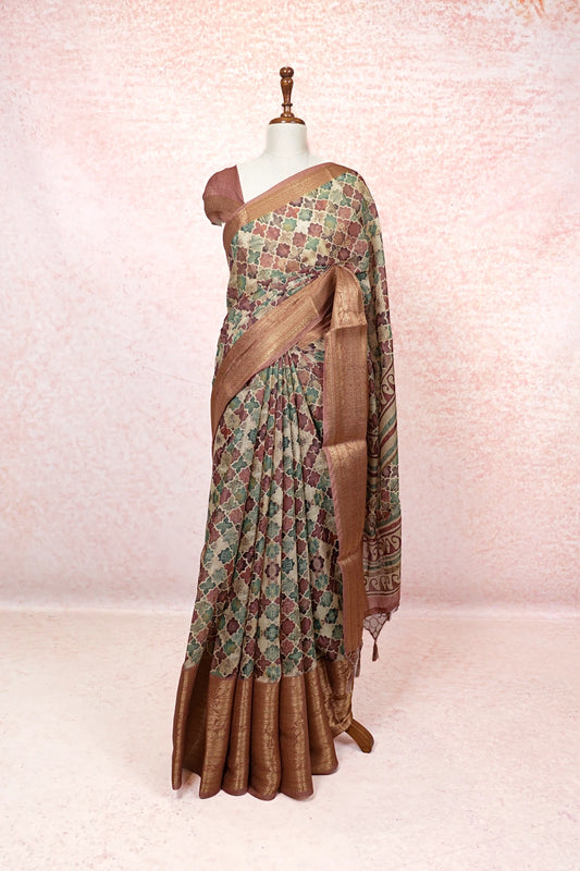 Multi Color Semi Linen Saree