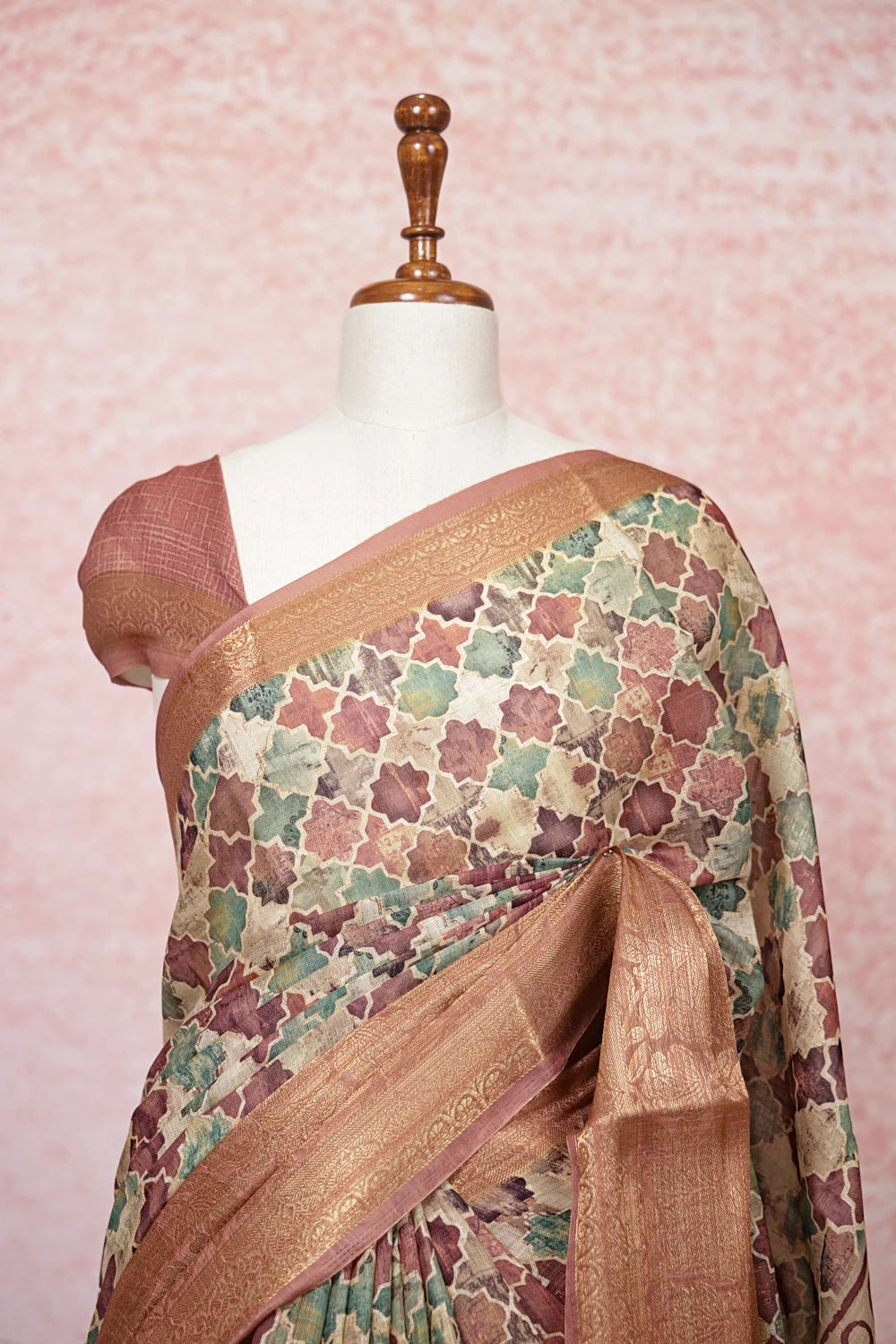 Multi Color Semi Linen Saree