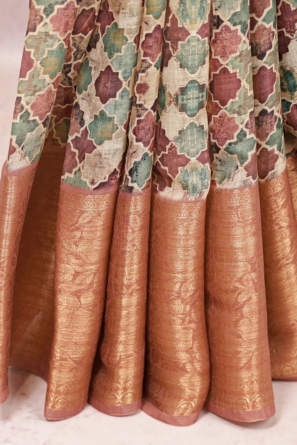 Multi Color Semi Linen Saree