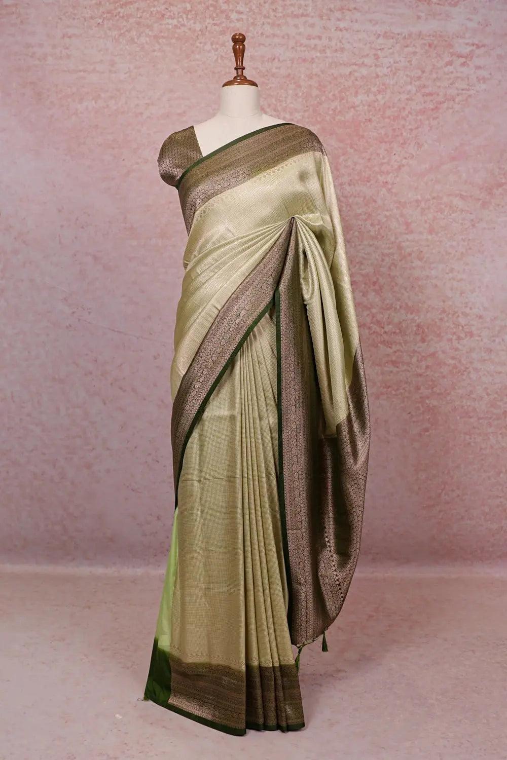 Light Green Semi Banarasi Saree