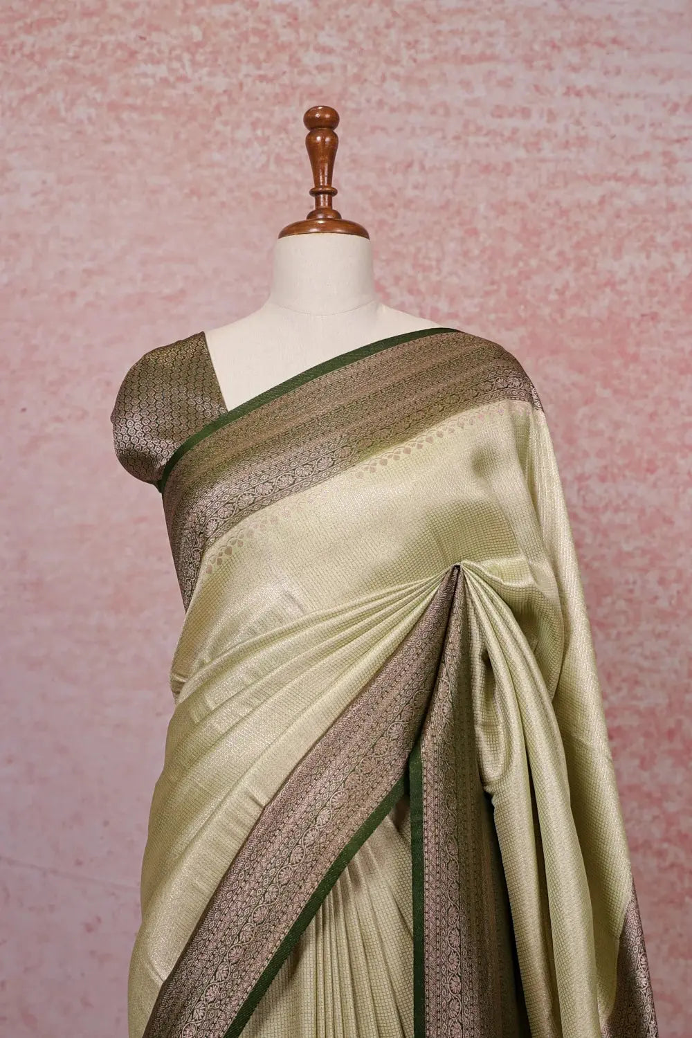 Light Green Semi Banarasi Saree