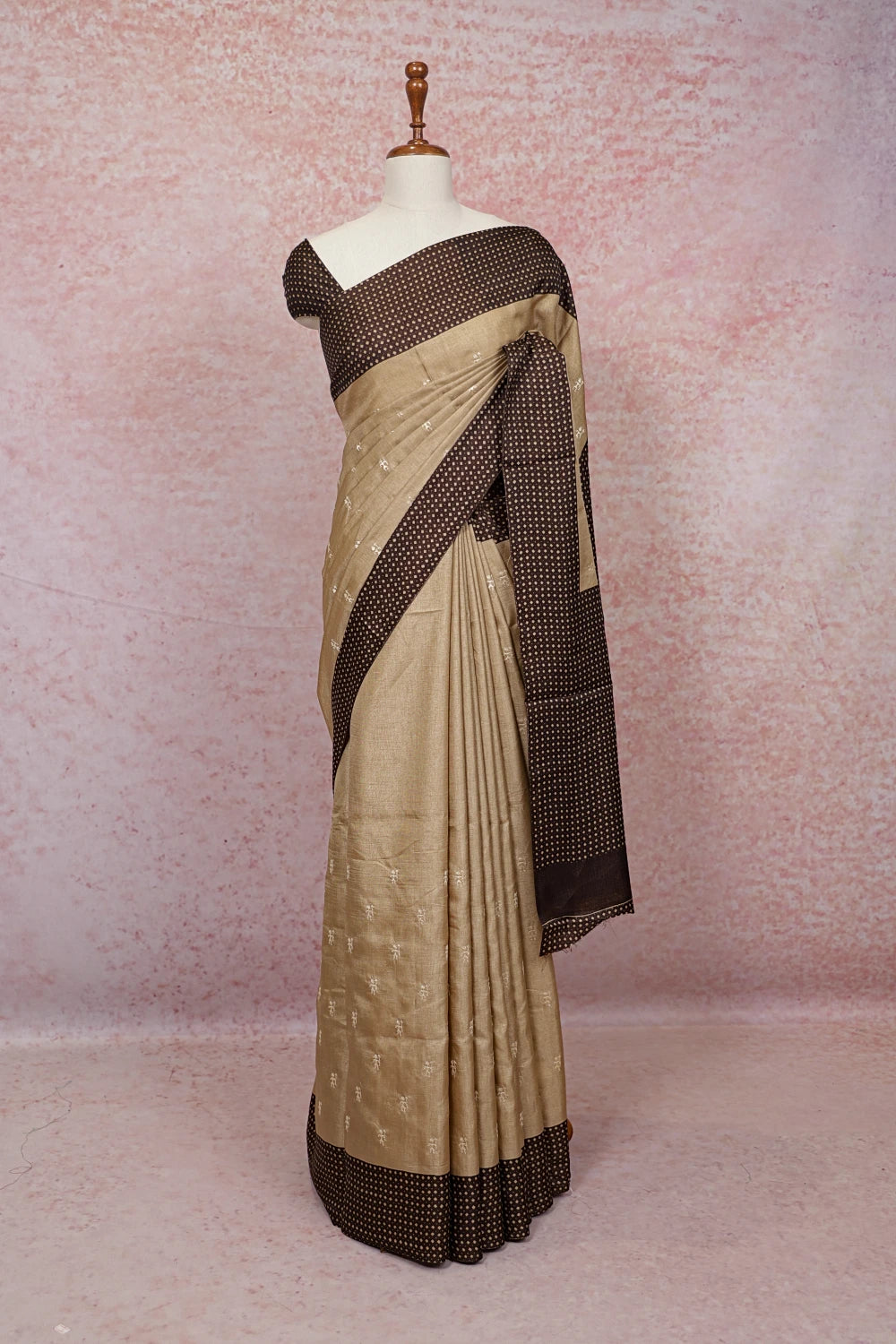 Beige Semi Tussar Saree