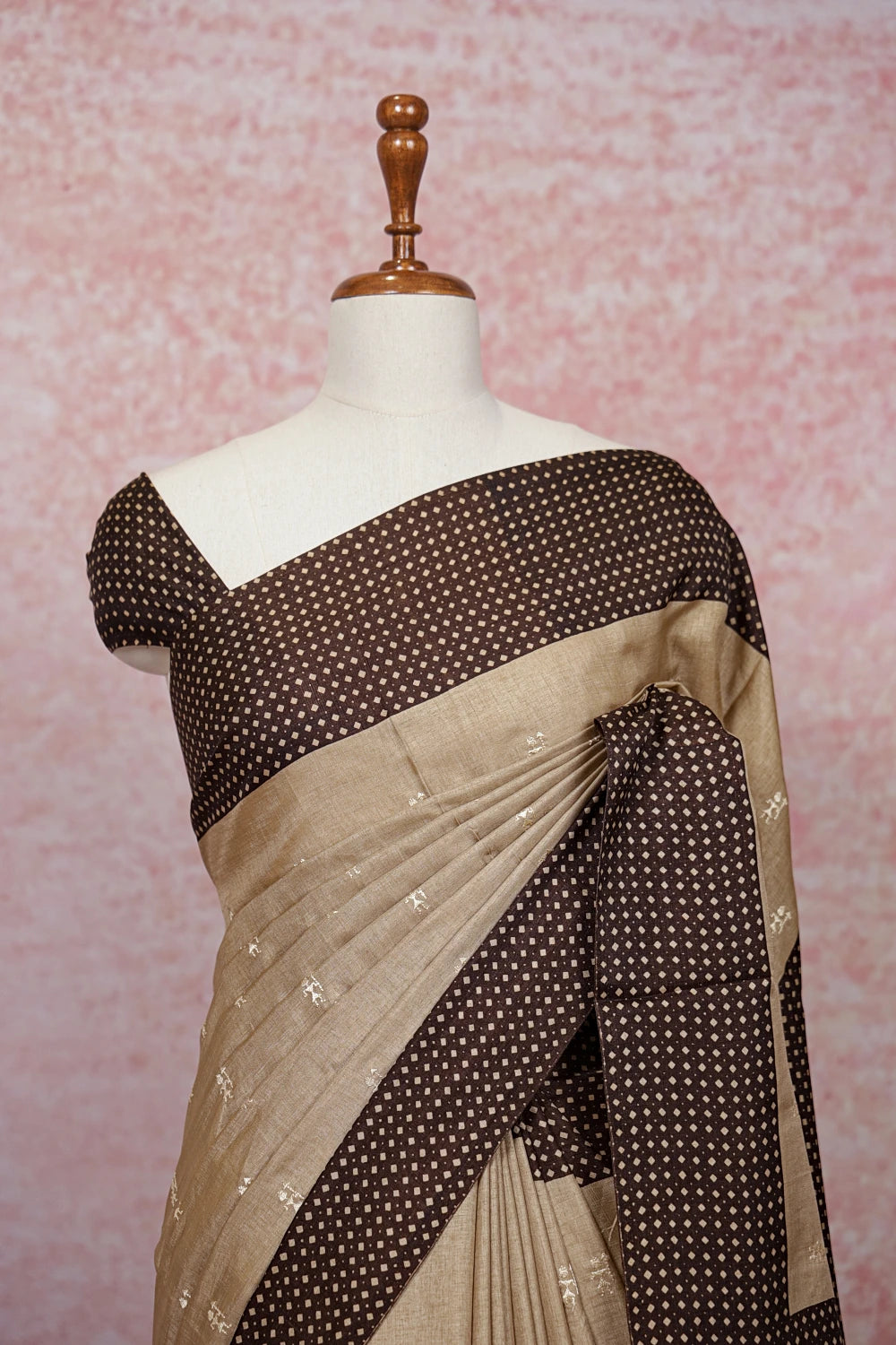 Beige Semi Tussar Saree