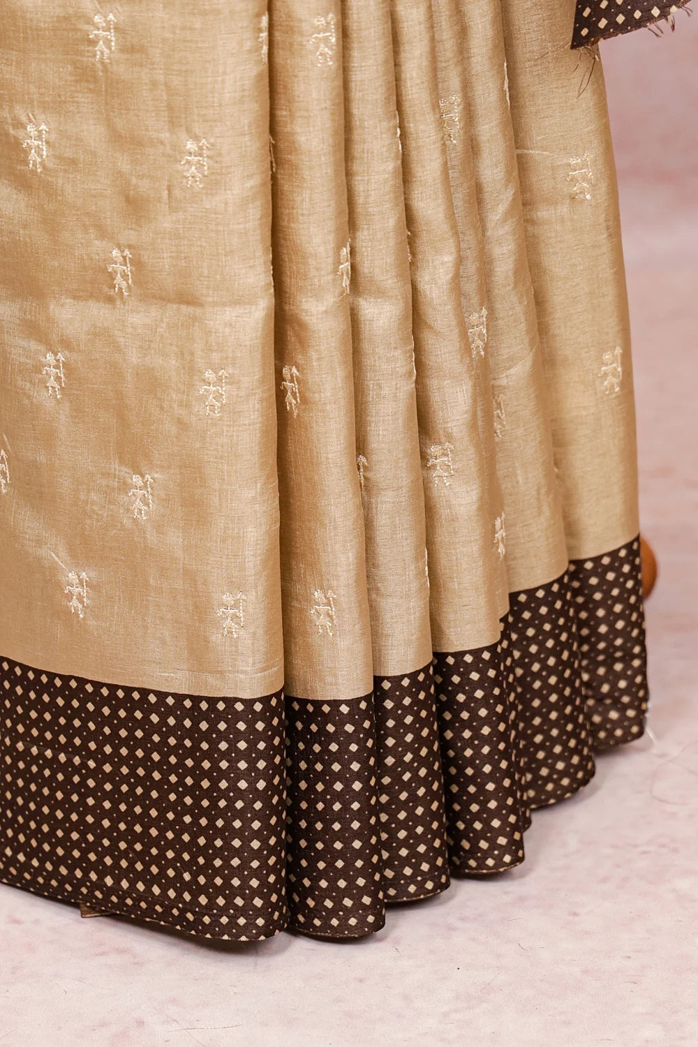 Beige Semi Tussar Saree
