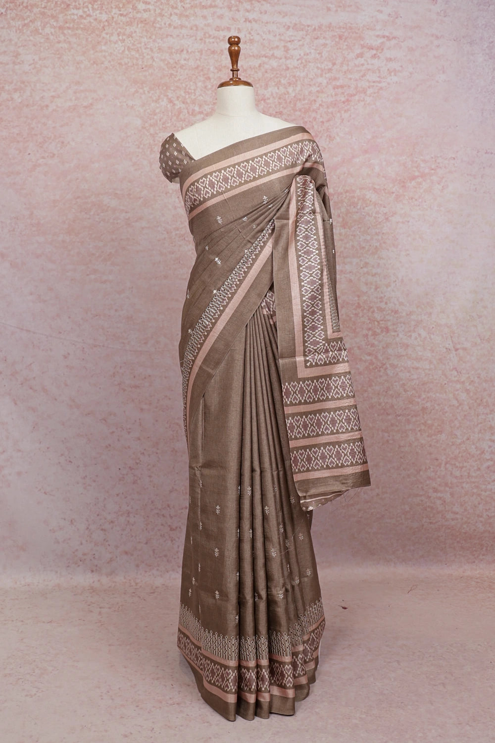 Taupe Color Semi Tussar Saree