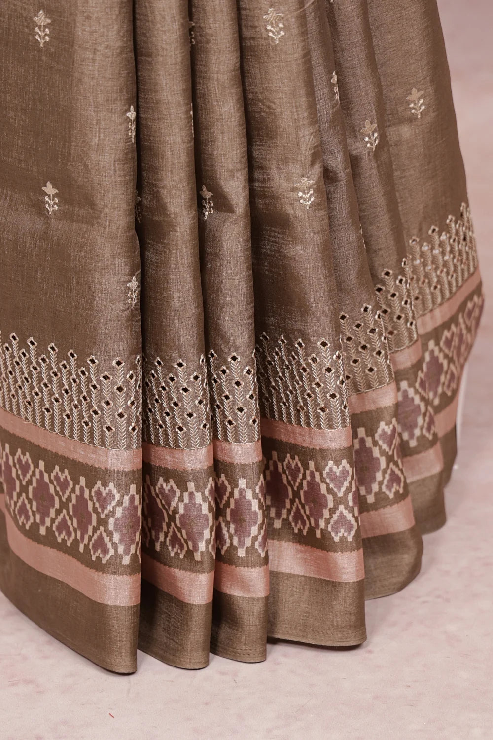 Taupe Color Semi Tussar Saree
