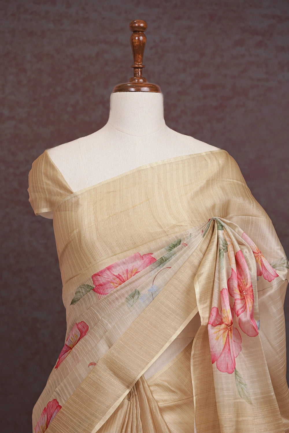 Cream Semi Organza Saree