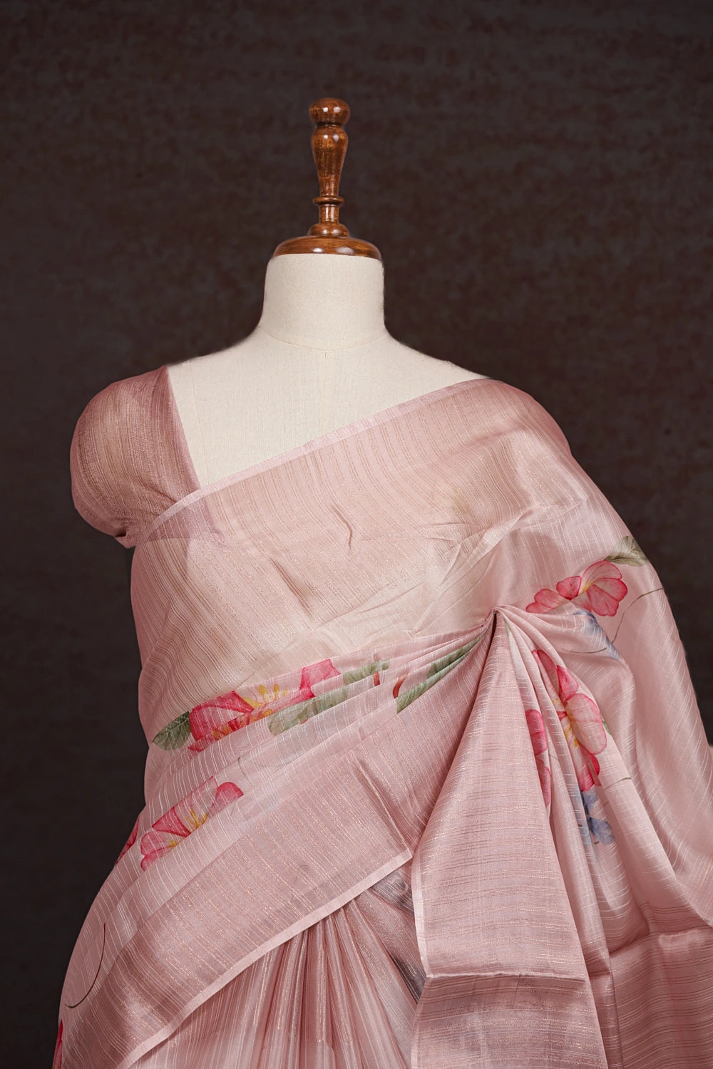 Light Peach Semi Tussar Saree