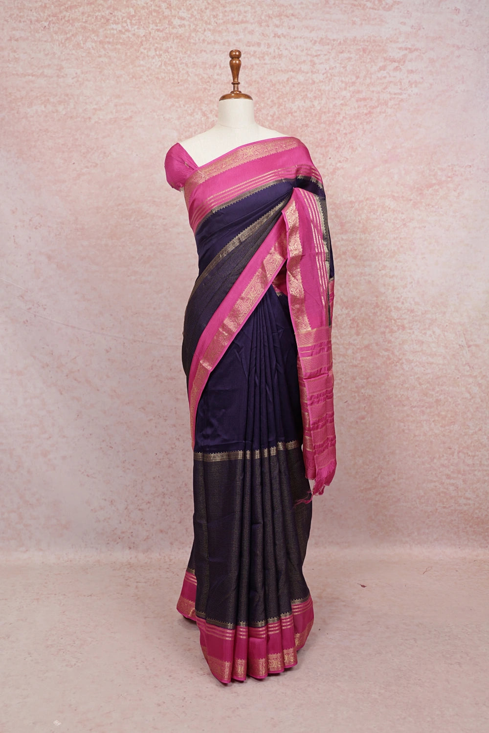 Navy Blue Banarasi Silk Saree