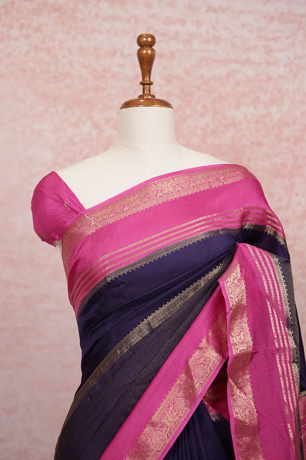 Navy Blue Banarasi Silk Saree