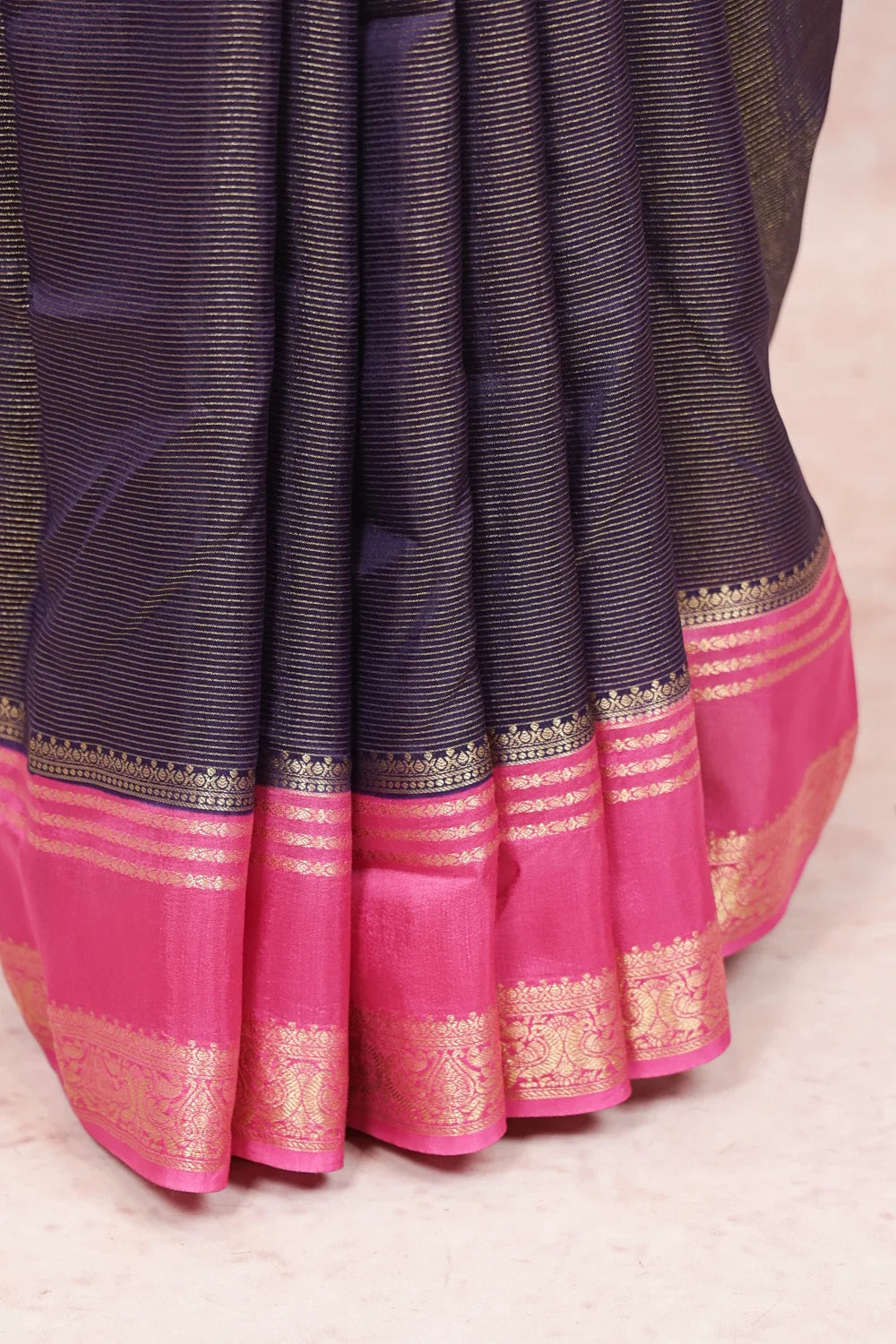 Navy Blue Banarasi Silk Saree