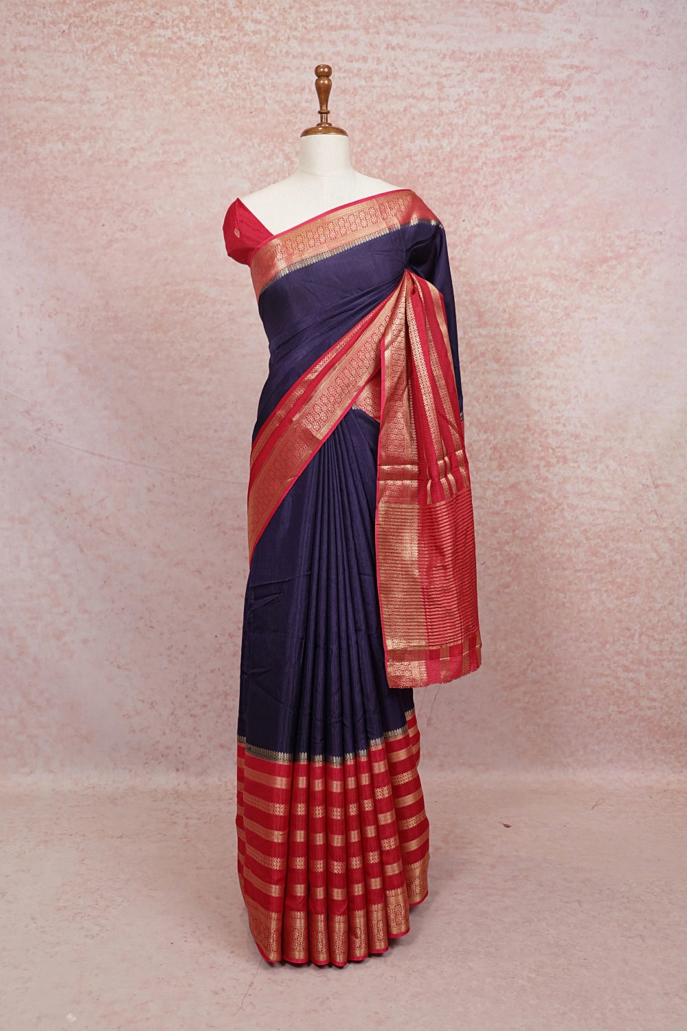 Navy Blue Bnarasi Silk Saree