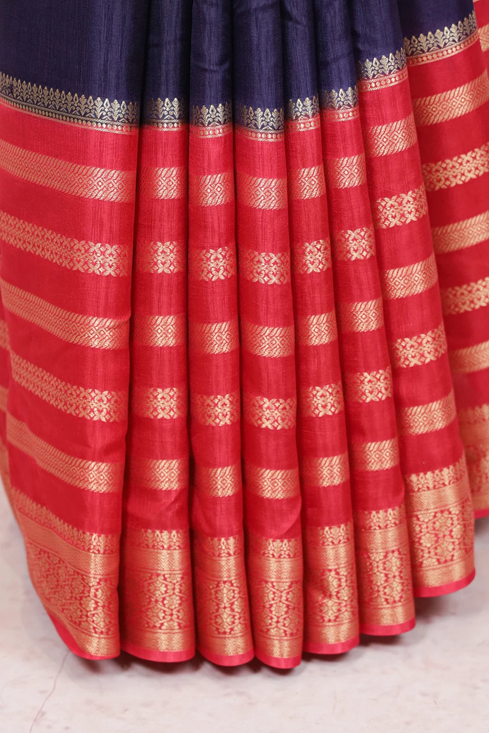 Navy Blue Bnarasi Silk Saree