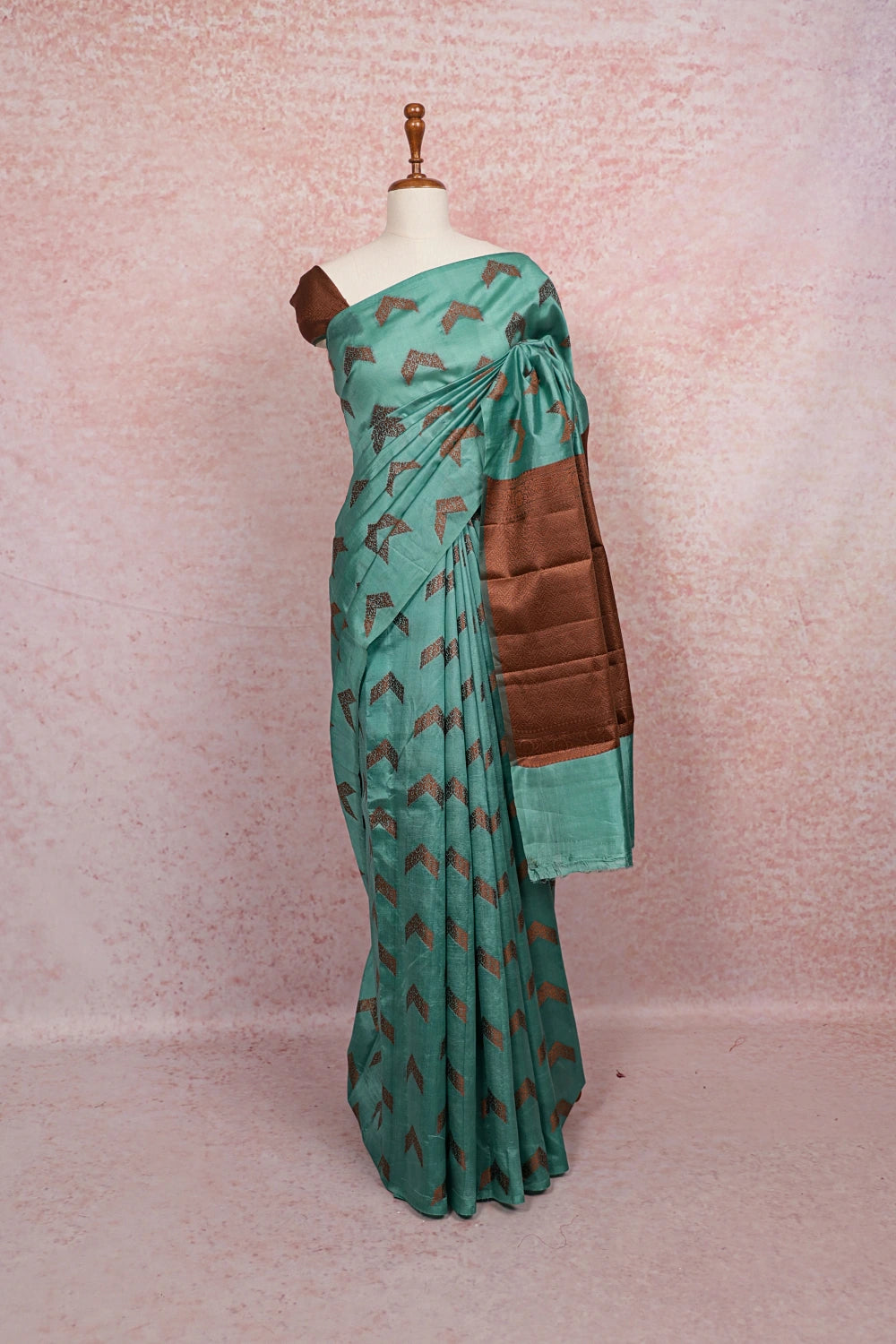 Light Sapphire Tussar Silk Saree