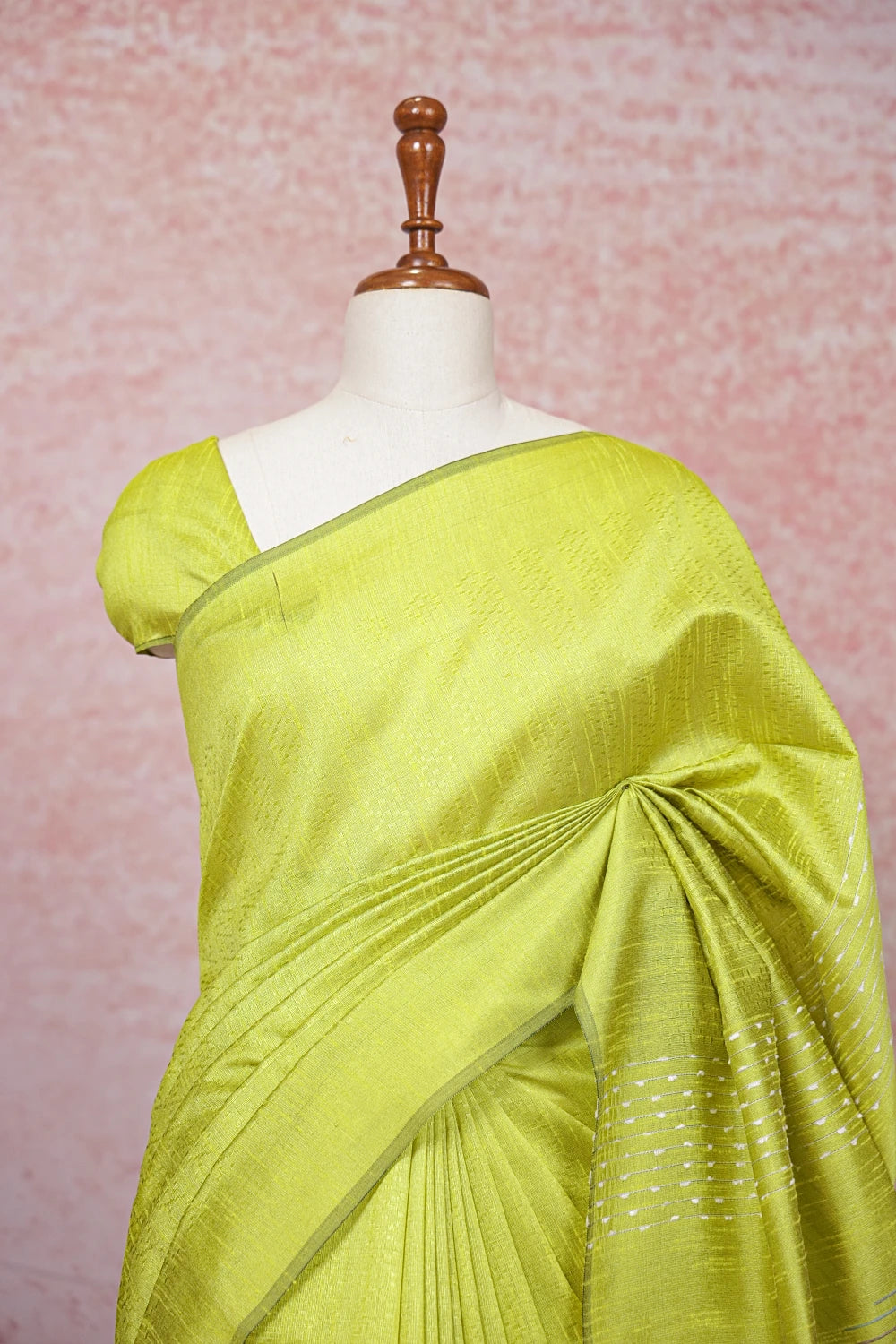 Lemon Green Semi Tussar Saree