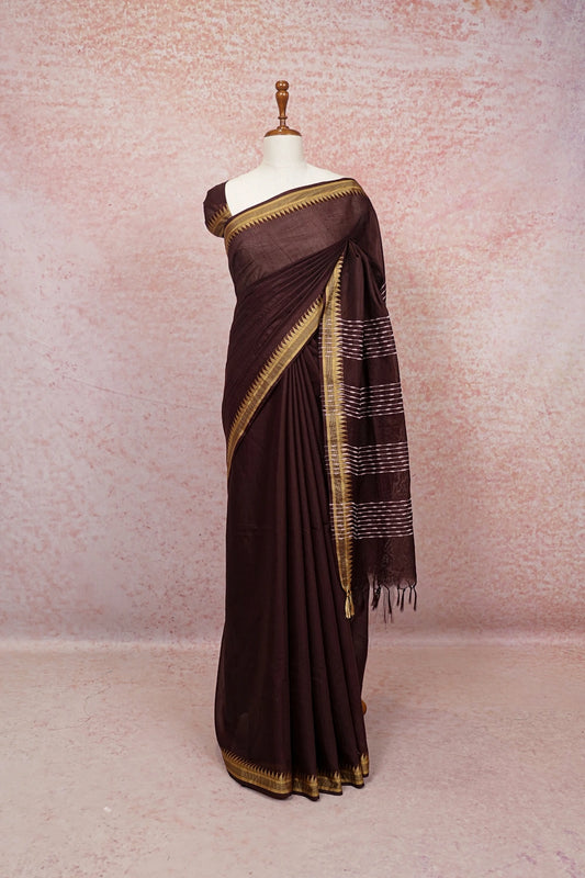 Coffee Brown Semi Tussar Saree