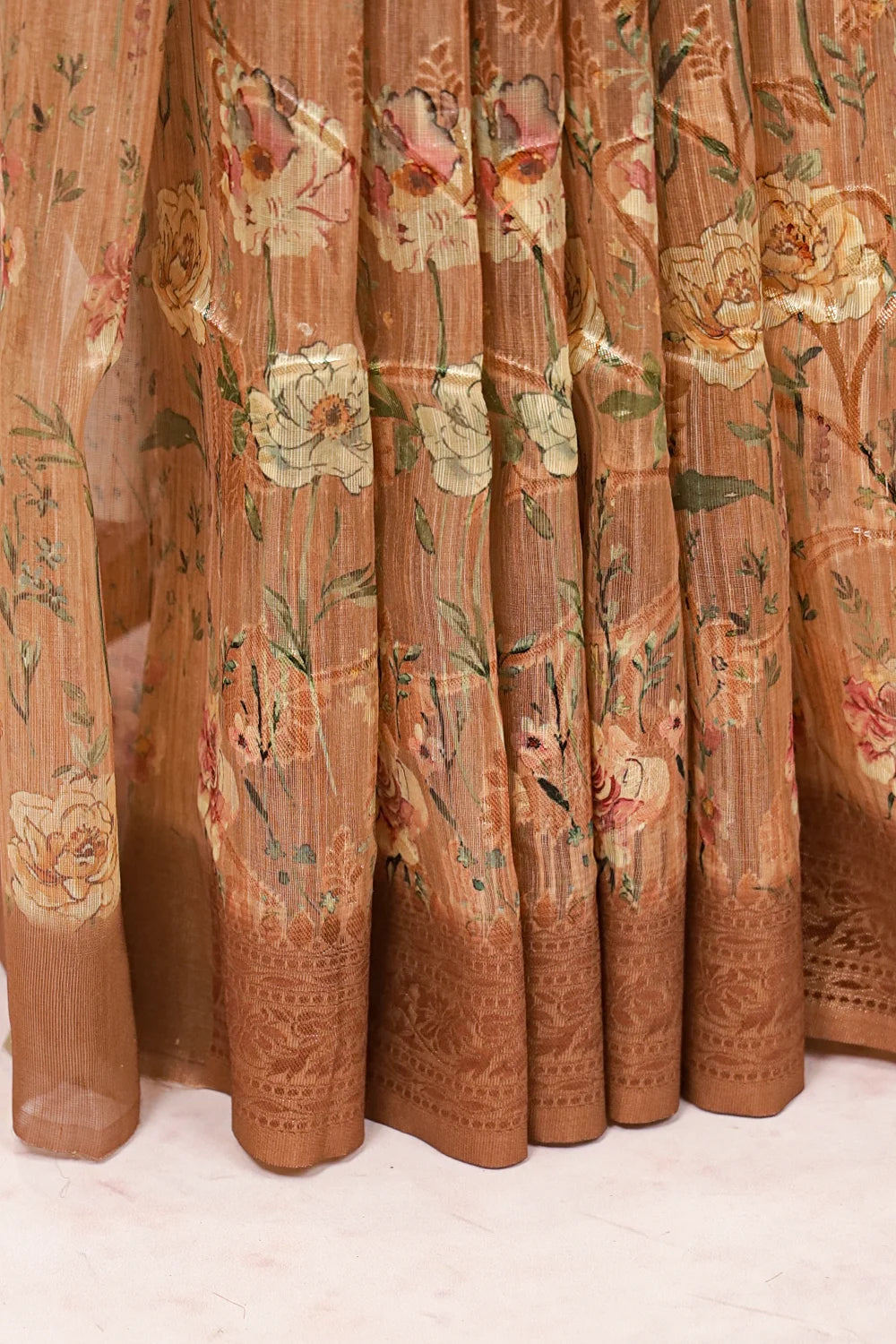 Copper Color Semi Tissue Saree