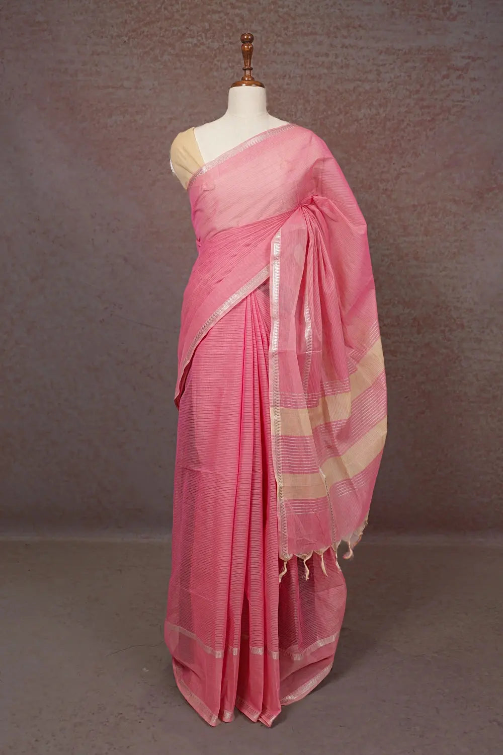 Baby Pink Cotton Saree
