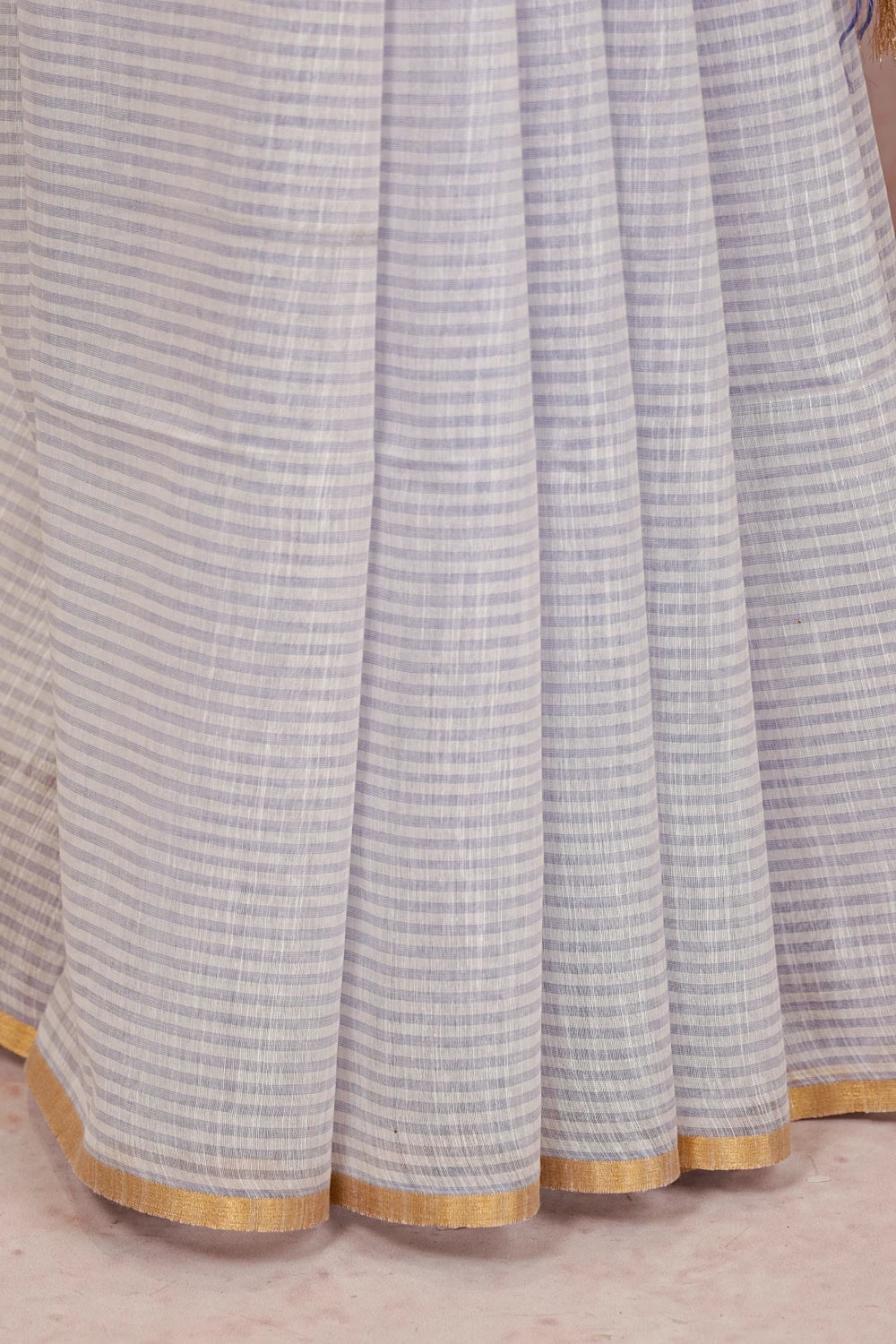 Pink And White Cotton Saree