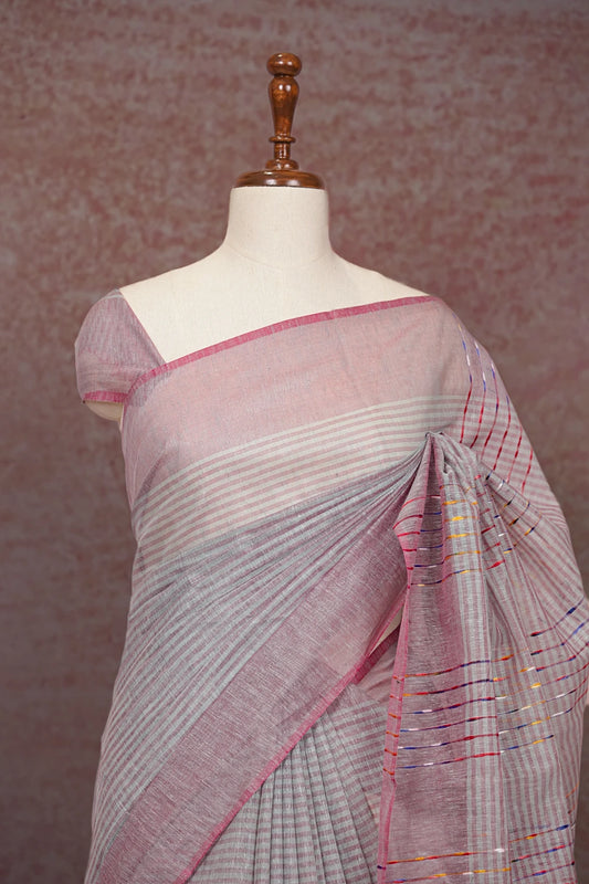 Grey Semi Jute Saree