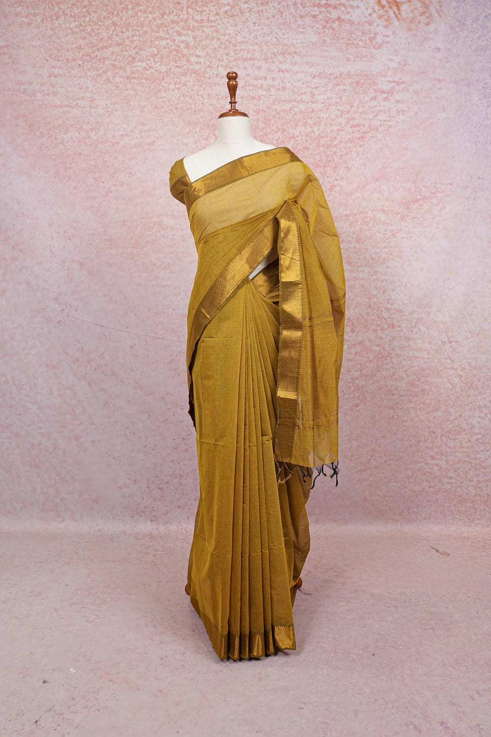 Mustard Yellow Cotton Saree