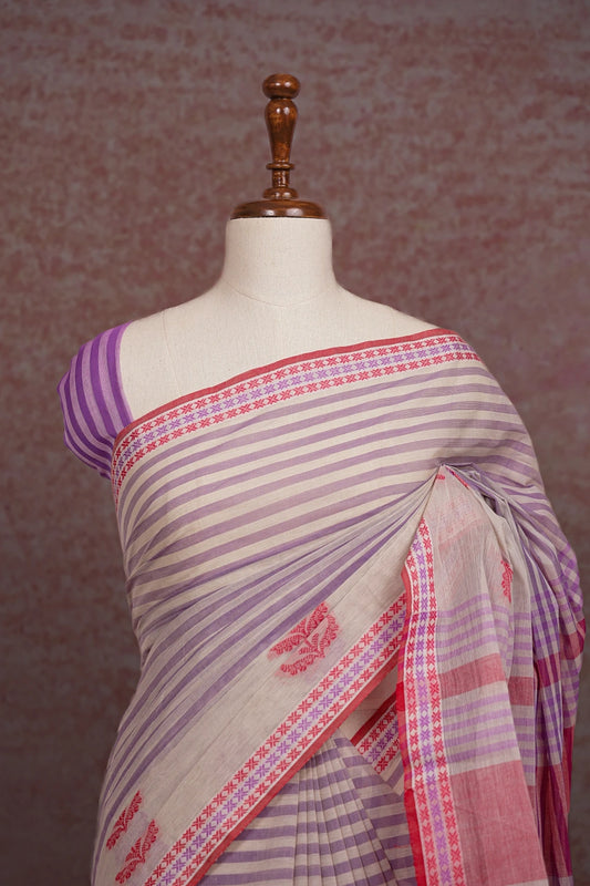 Off White Cotton Saree