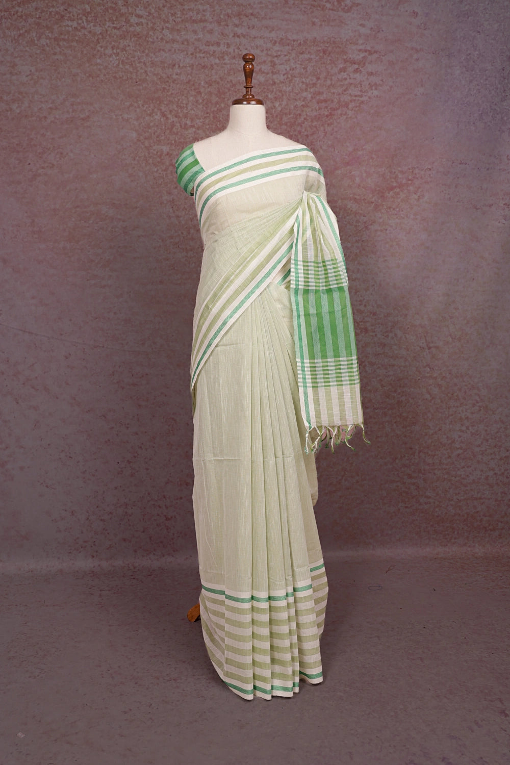 Pastel Green Cotton Saree