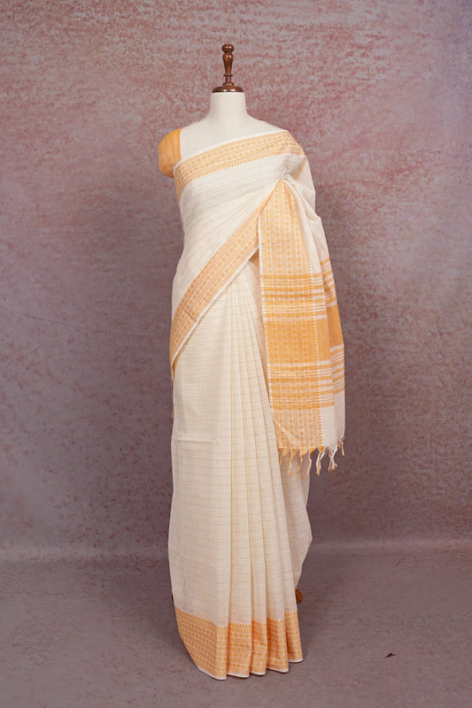 Off White Cotton Saree