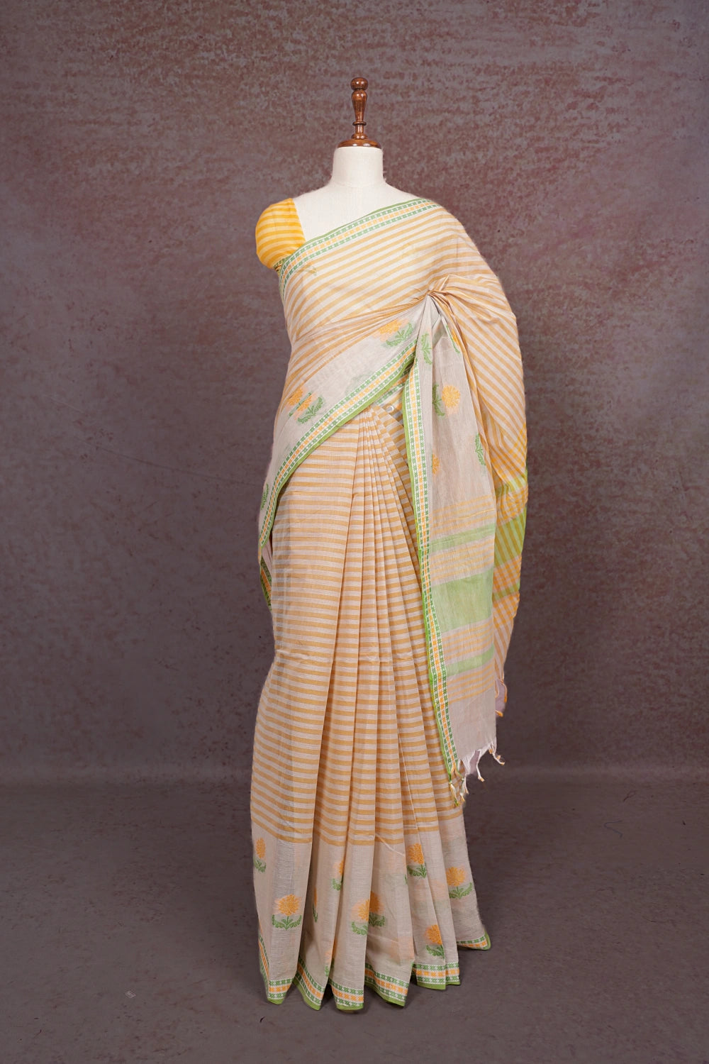 Cream Cotton Saree