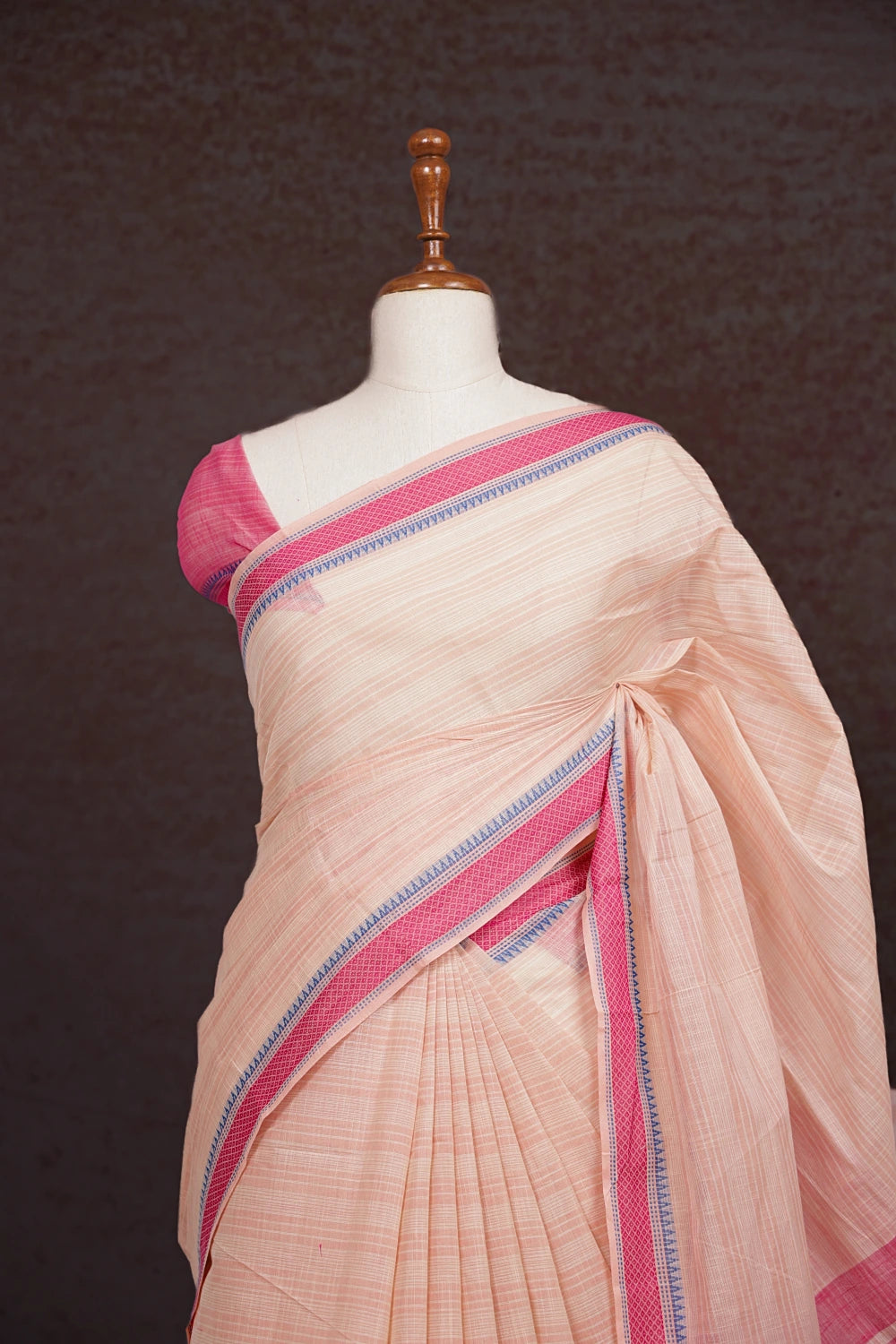 Peach Cotton Saree