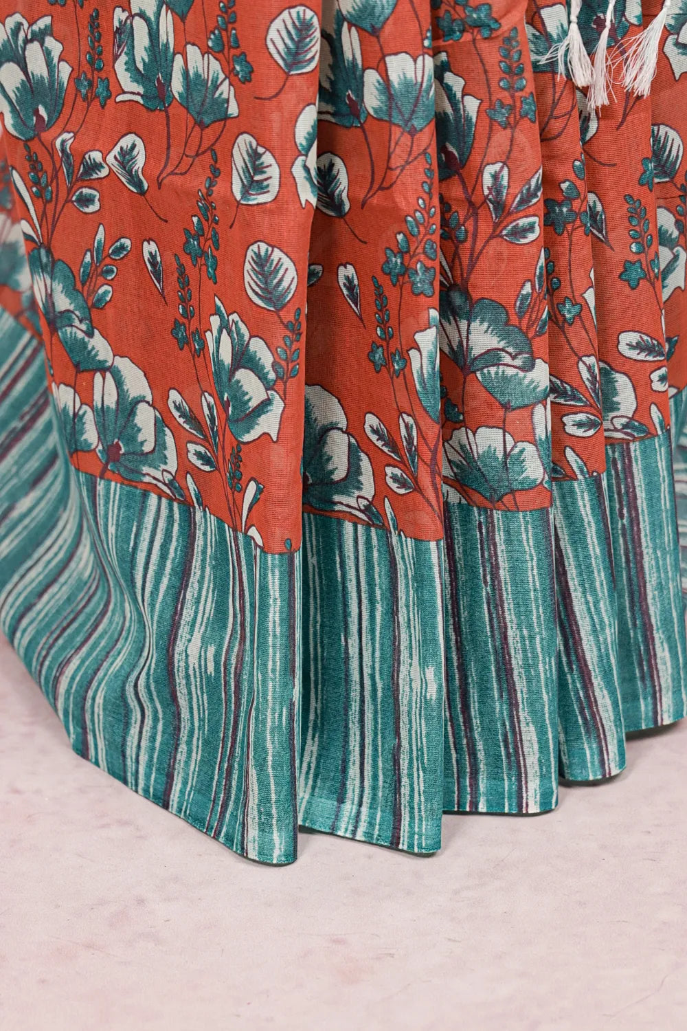 Orange Cotton Saree
