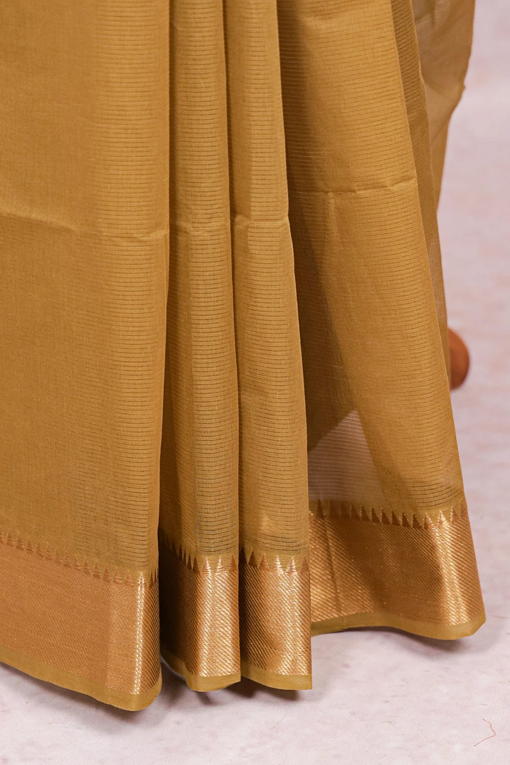 Olive Green Cotton Saree - Seematti