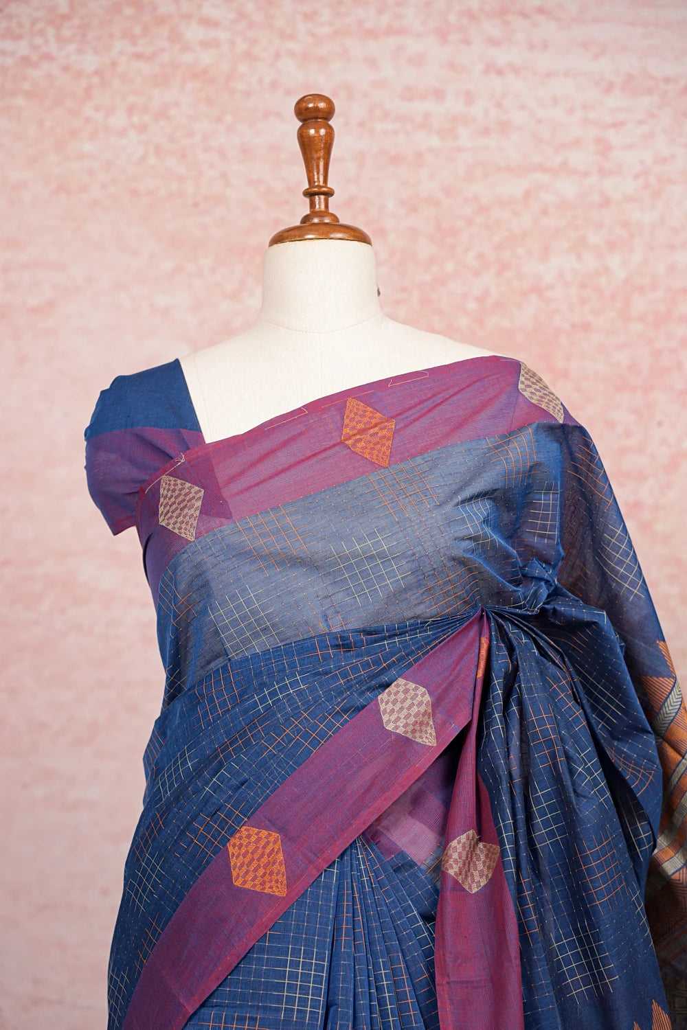 Blue Cotton Saree - Seematti