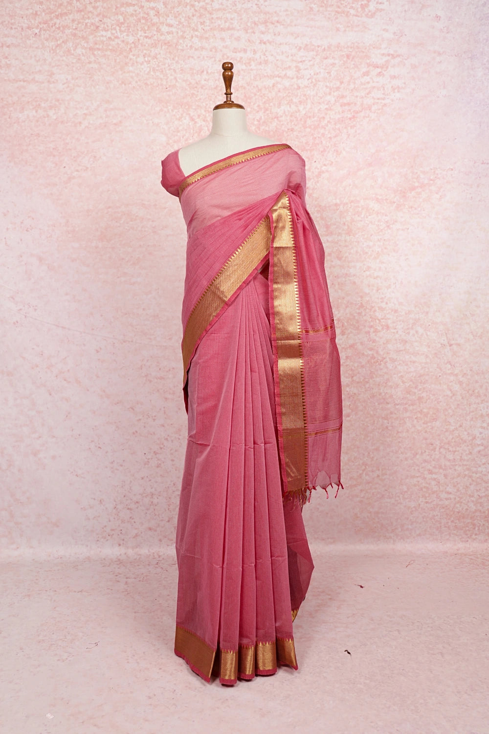 Pink Cotton Silk Saree - Seematti