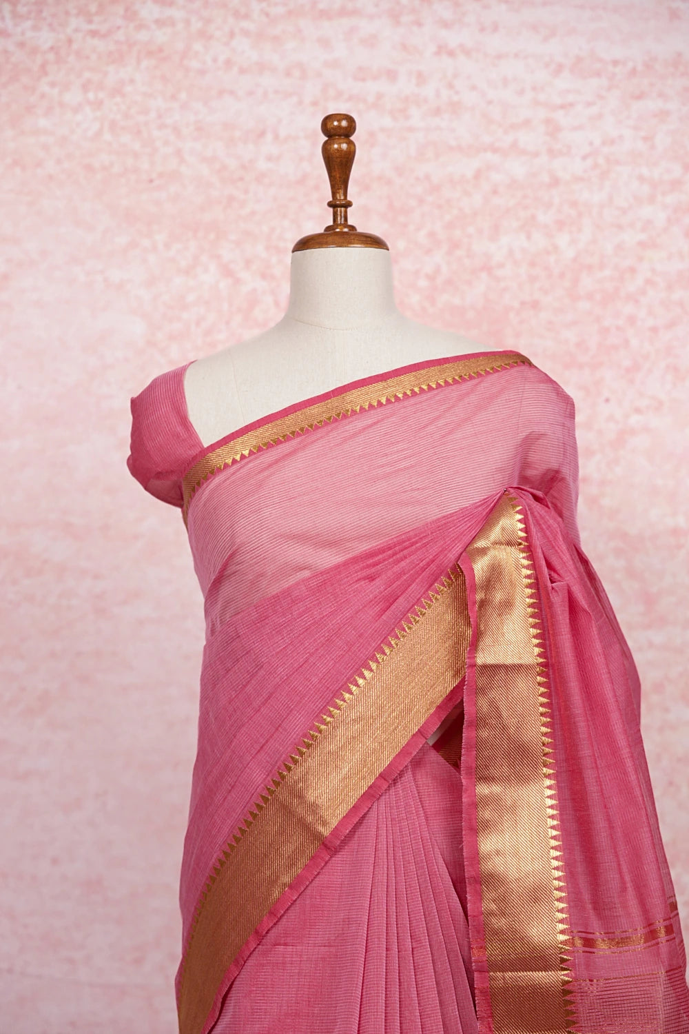 Pink Cotton Silk Saree - Seematti