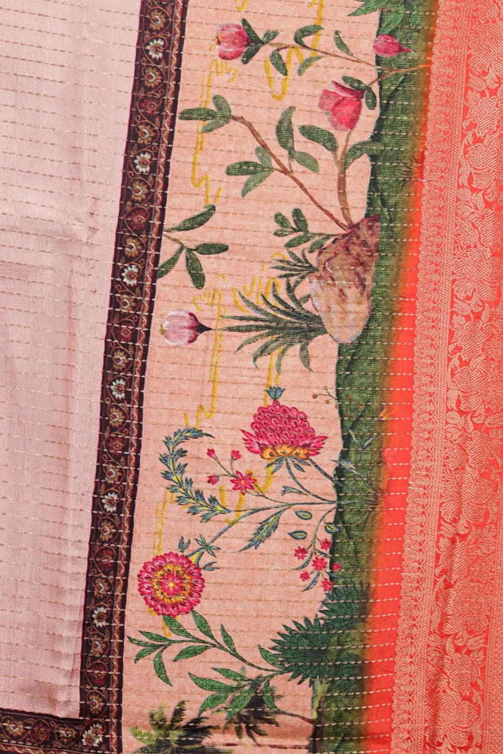 Peach Semi Banarasi Saree