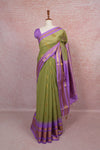 Light Olive Green Semi Organza Saree