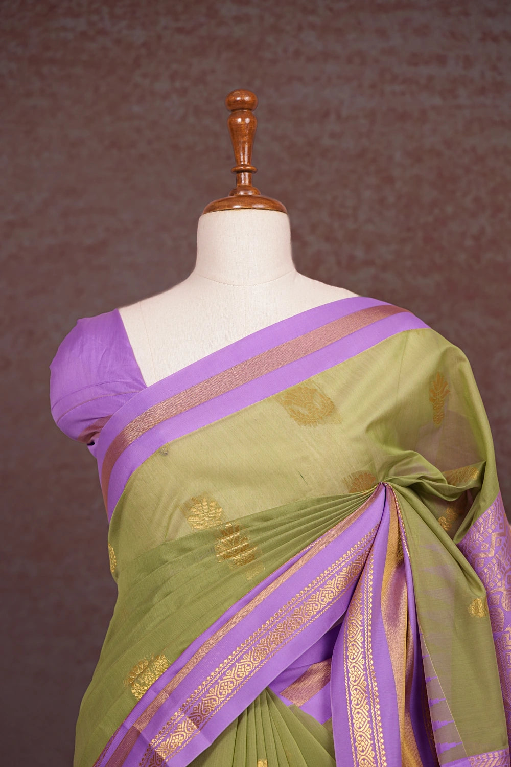 Light Olive Green Semi Organza Saree