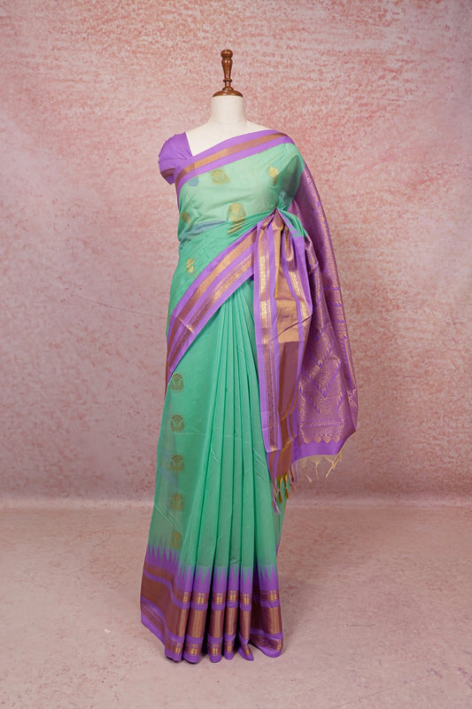 Light Green Cotton Silk Saree