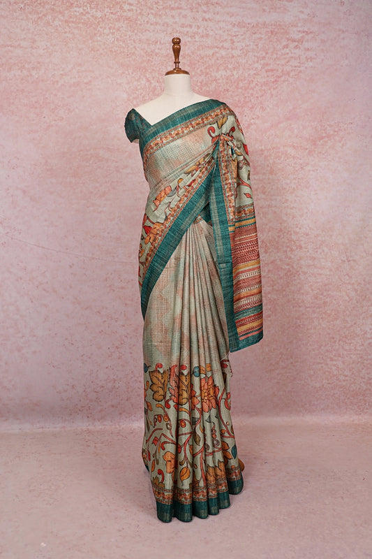 Light Green Semi Silk Saree