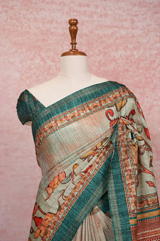Light Green Semi Silk Saree