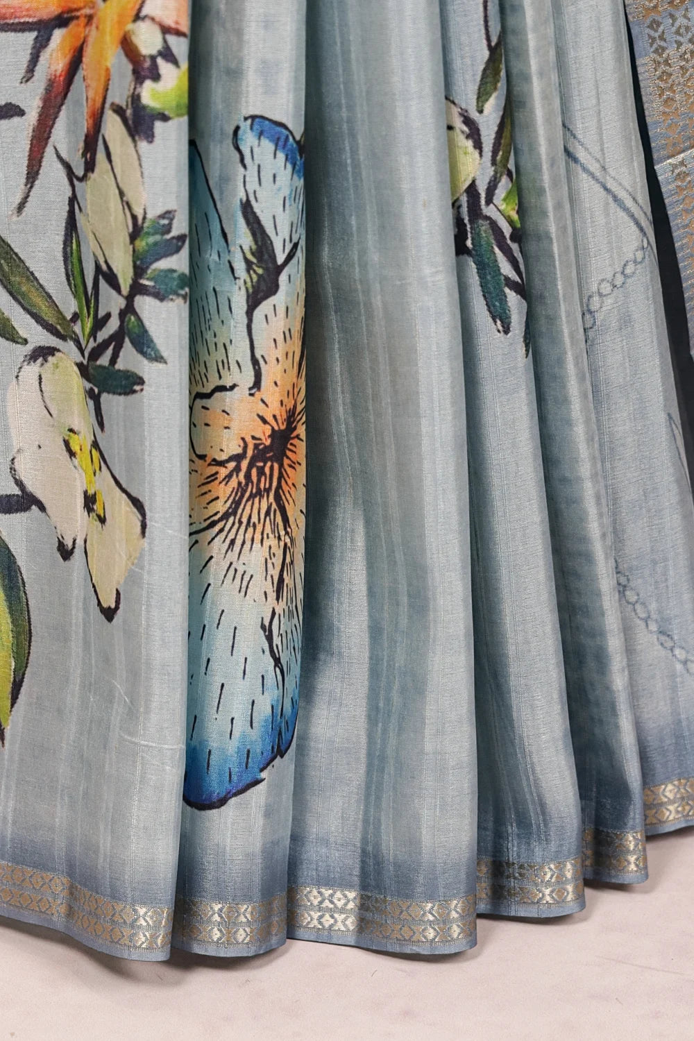 Sky Blue Semi Silk Saree
