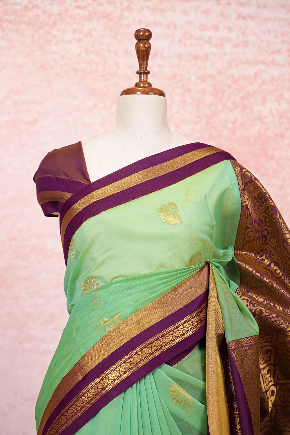 Light Green Cotton Silk Saree