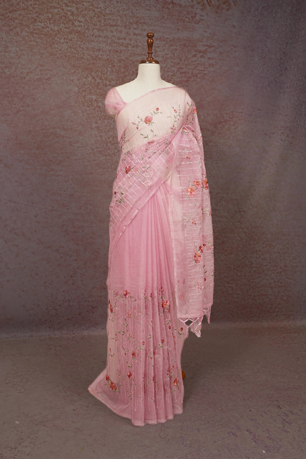 Pink Semi Organza Saree