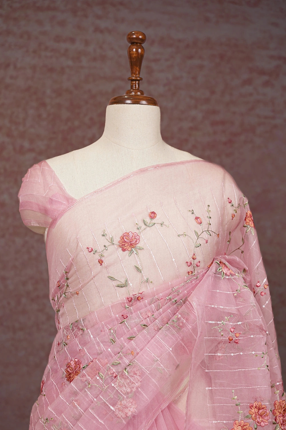 Pink Semi Organza Saree