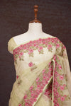 Pista Green Semi Organza Saree