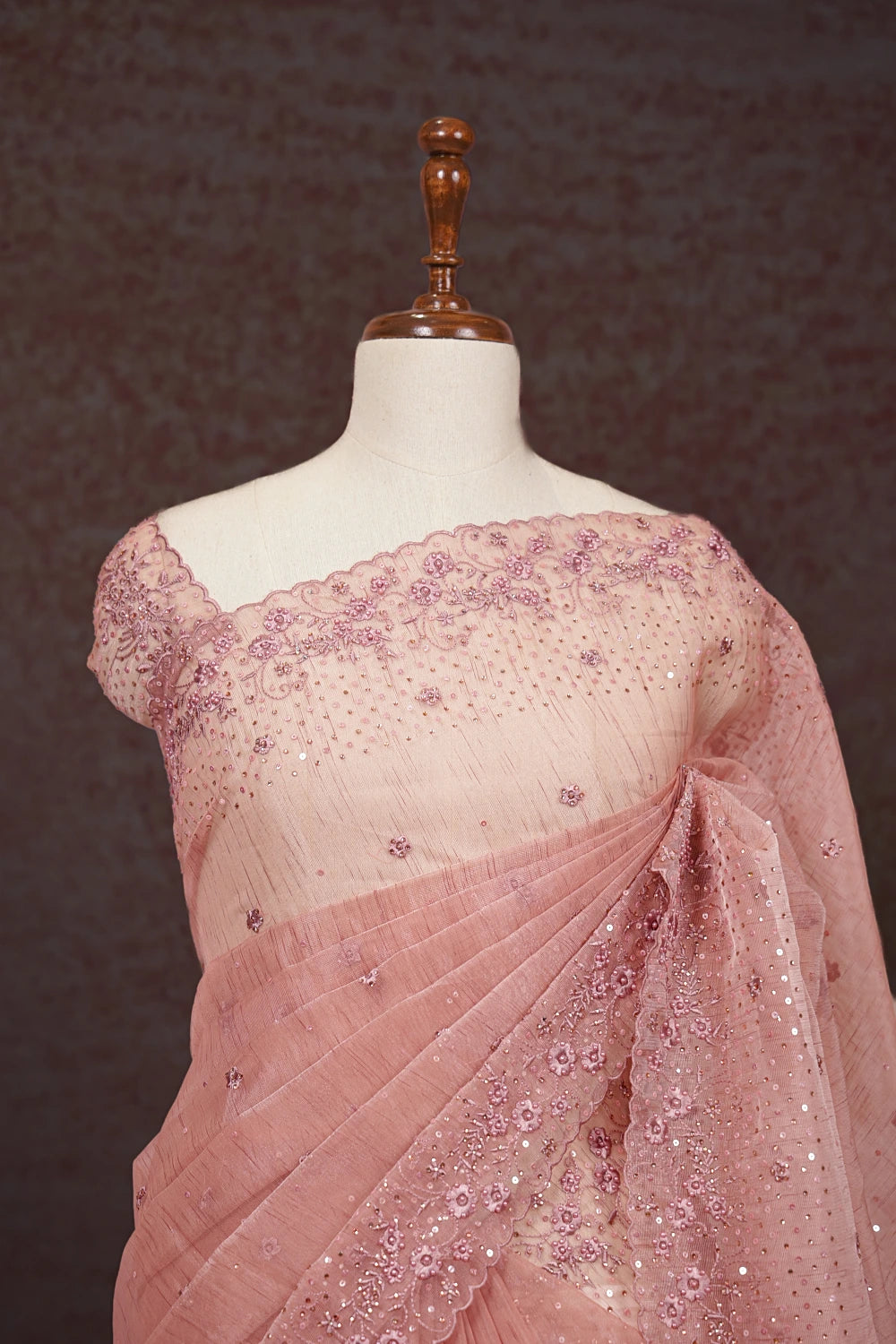 Peach Semi Organza Saree