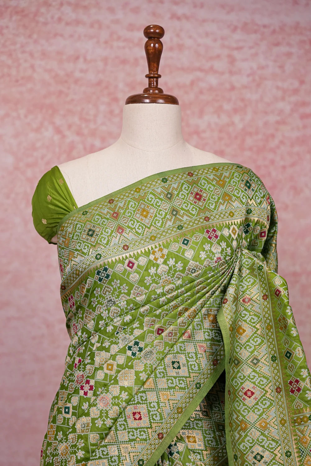 Green Semi Banarasi Saree