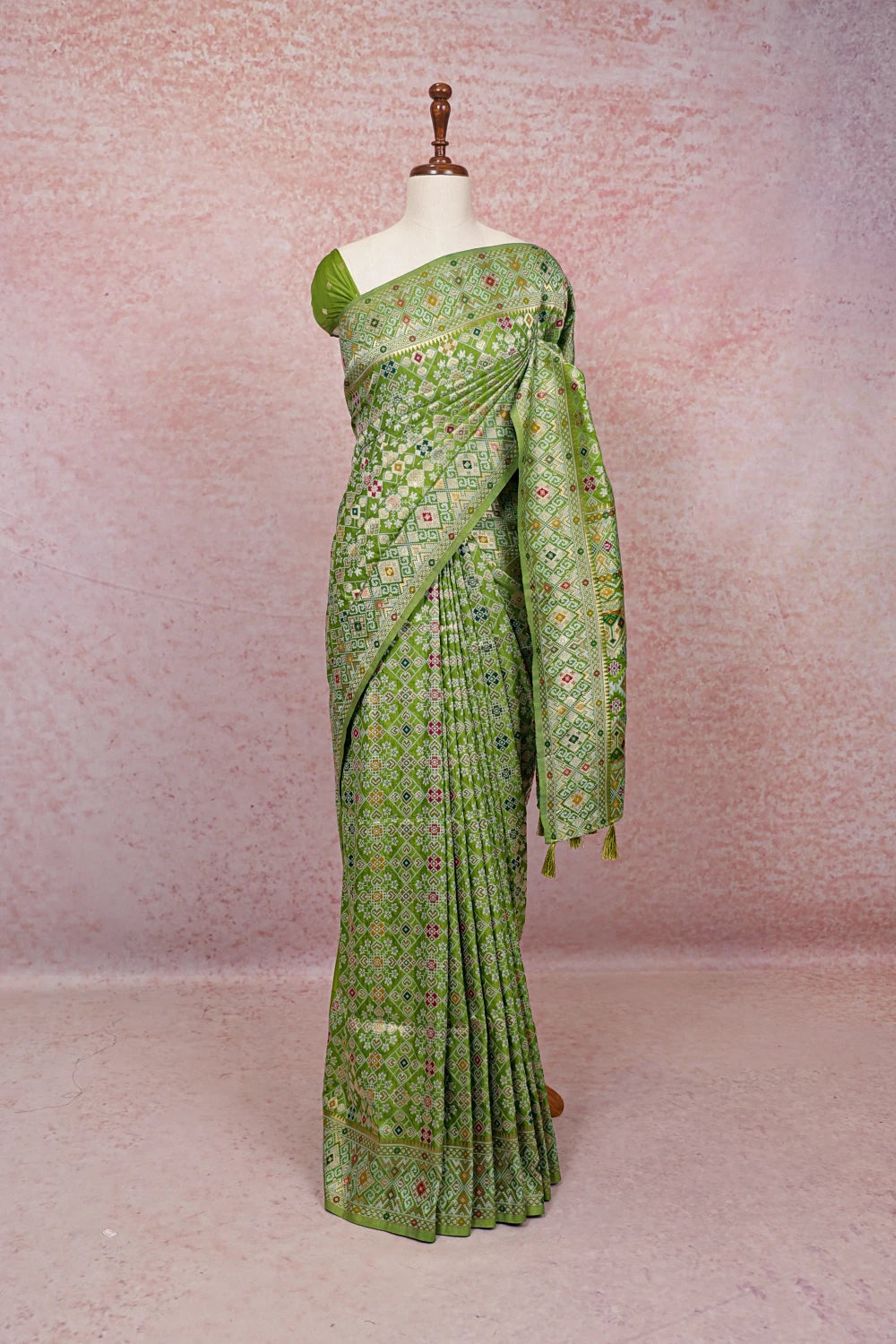 Green Semi Banarasi Saree